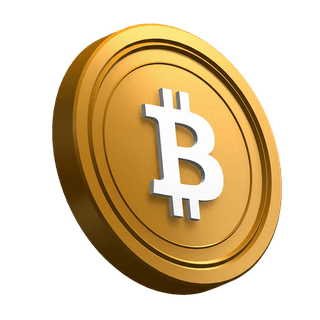 Monedă Bitcoin (BTC) plasată oblic în designul secțiunii hero